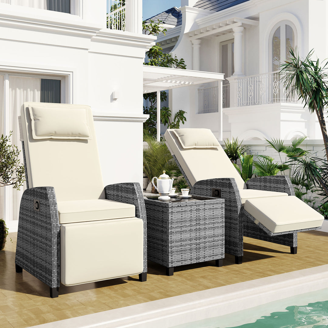 3-PCS Railen Patio Adjustable Chair With Coffee Table
