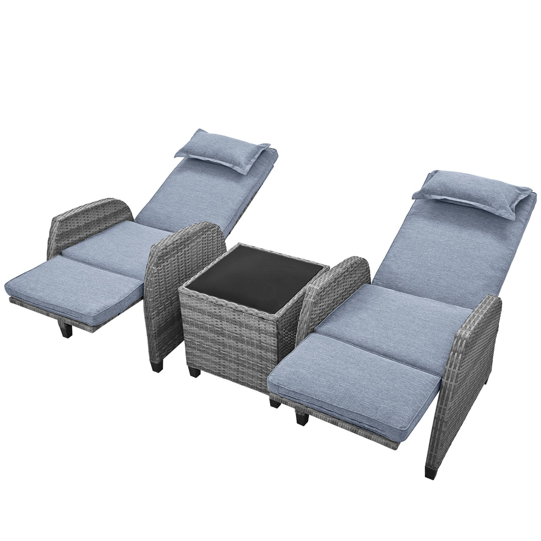 3-PCS Rita Patio Adjustable Chairs With Coffee Table